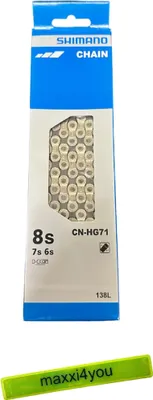 Produktbild von Shimano Kette CN-HG71 6/7/8-Fach 138 Glieder inkl. maxxi4you Reflexband