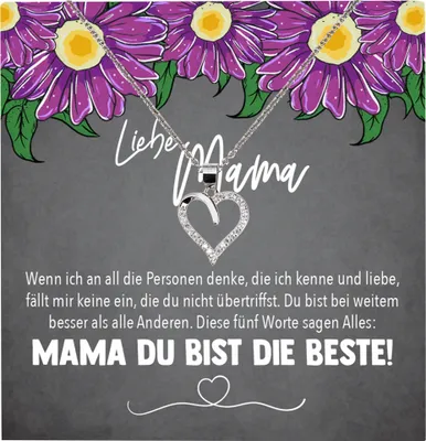Produktbild von 22Feels Echt Silber Halskette - Liebe Mama Geschenk Geburtstag Muttertag Mutter Schmuck Set für Frauen - Herz Anhänger, Karte