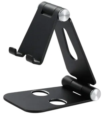 Immagine prodotto di Supporto regolabile in alluminio, pieghevole, per smartphone, tablet, iPad, Nintendo Switch, colore nero