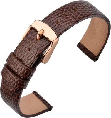 Productafbeelding van Horlogeband 14 mm - Leer - Hagedisembossed - Elegante vervangband