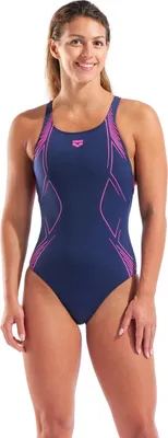 Image de Maillot de bain arena pour femmes Graphic Swimmsuit Swim Pro Back, couleur : bleu marine, taille : 38