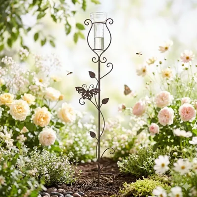 Immagine prodotto di Pluviometro con decorazione a farfalla – Misurazione elegante delle precipitazioni per il vostro giardino