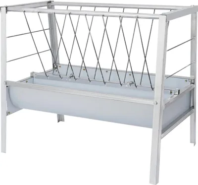 Image de Râtelier à foin métallique pour bovins - Autoportant - Des deux côtés - Capacité 200 L - 100×66×85 cm - Fer/acier - Argent