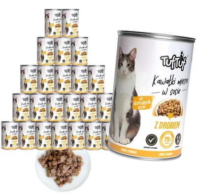 Produktbild von Tuftuf | Nasse Nahrung für Katzen - 24x415g - Fleischstücke mit Geflügel - Feuchtfutter - Katzenfutter