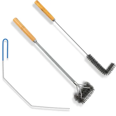 Produktbild von 3-teiliges Reinigungsset für Heißluftfritteuse,Edelstahl- & Kupferdraht Bürsten, hitzebeständig, extra lange Griffe
