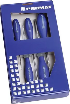 Produktbild von Schraubendrehersatz 5-tlg.Schlitz 3K-Griff Rundkl.PROMAT