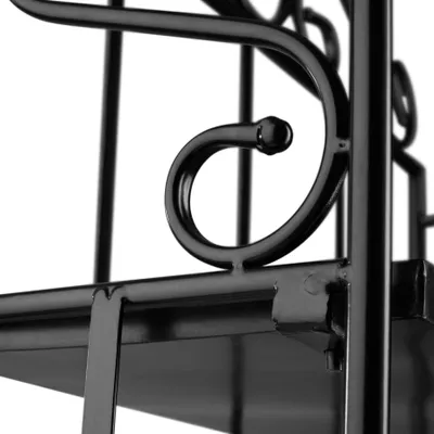 Produktbild von Tectake Pflanztreppe Metallregal, 3-stufig, Mosaik-Optik, 61x29x114 cm, schwarz/weiß, massive klappbare Regalfächer, geschwungene Verzierungen, für Innen & Außen, Balkon Flur geeignet