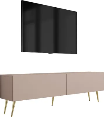 Produktbild von TV-Schrank : Karamellbraun, 140 x 52 x 32 cm, Goldene Beine