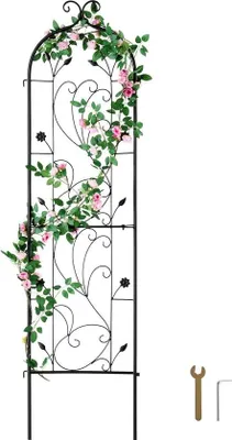 Image de 152,4 x 38,1 cm Spalier de jardin pour plantes grimpantes, treillis en métal inoxydable, support extérieur pour rosiers, concombres, clématites, terrasses, pelouses