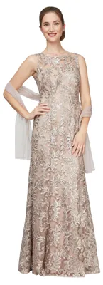 Produktbild von Alex Damen Long Sleeveless Mother of The Bride Dress with Shawl (Petite and Regu