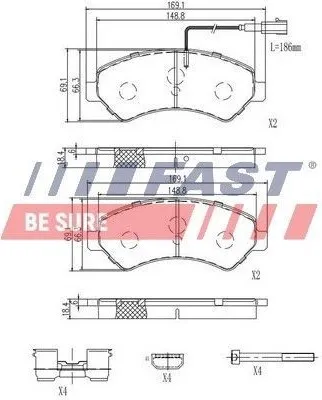 Produktbild von FAST Bremsbeläge Satz Vorne Bremsklötze für FIAT Ducato Kastenwagen (250, 290) FT29158