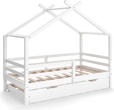 Produktbild von Hausbett Vitalispa Luni Weiß 160 x 80 cm mit ausziehbarem Gästebett, Model 57924