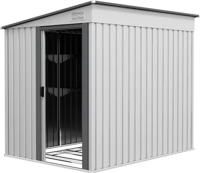 Produktbild von Metall Gerätehaus 2,81m² 154x206,5x181 cm Geräteschuppen mit Pultdach Fundament