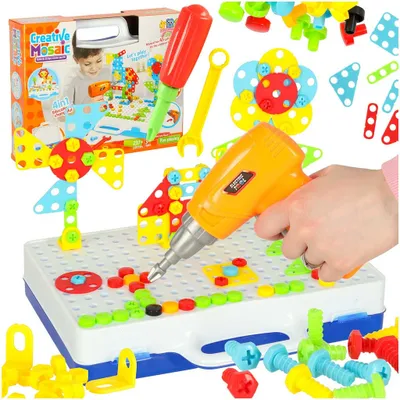 Image de Visseuse-perceuse, vis, blocs de construction, kit de bricolage, mallette de 237 pièces