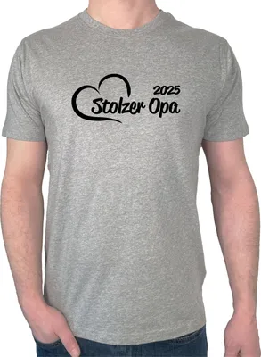 Produktbild von Huuraa Herren T-Shirt Stolzer Opa 2025 Herz S Sport Grey Bio Baumwolle Fairtrade Herrenshirt Geschenkidee