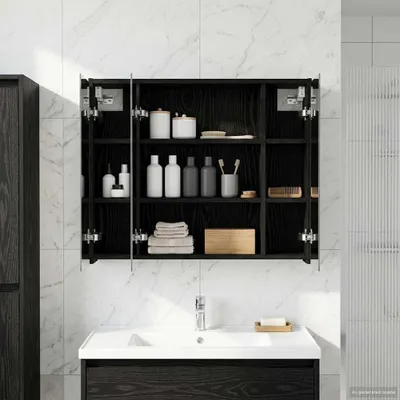 Immagine prodotto di Armadietto a specchio da bagno vidaXL, nero effetto rovere
