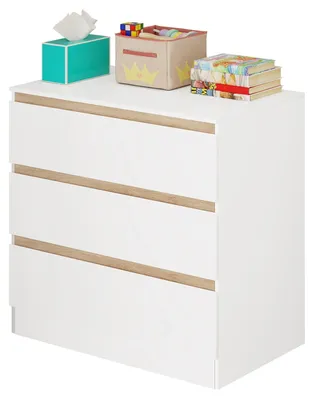 Obrázek produktu pro Komoda s přebalovacím pultem, 3 zásuvky, bílá, rozměry 80x48x78 cm