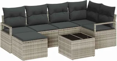 Image de Ensemble de Canapés 7 pcs Gris clair polyrotin