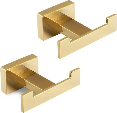 Produktbild von Doppelhandtuchhalter für Badezimmer, Kleiderhaken, Schlafzimmerdoppelhaken, Badezimmerwandhalter aus Edelstahl (Gold)