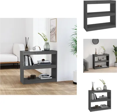 Produktbild von vidaXL Bücherregal Raumteiler Grau 80x30x71,5 cm Massivholz Kiefer -  Bücherregale & Bücherschränke