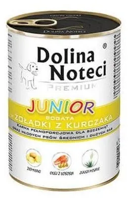 Produktbild von DOLINA NOTECI Premium Junior reich an Hähnchenmagen - Nassfutter für Welpen mittlerer und großer Rassen - 400g