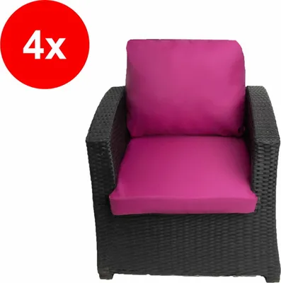 Image de Coussins d'assise 56x52x7, coussins de dossier 56x50 roses Coussins de fauteuil en rotin Coussins pour chaises de jardin en rotin