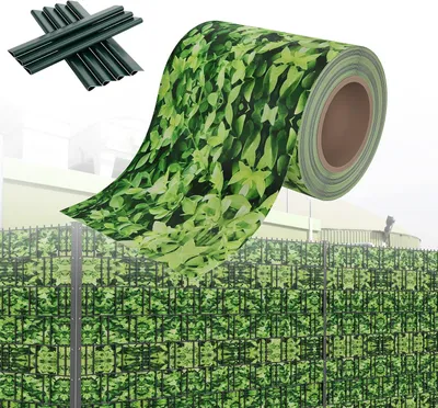 Immagine prodotto di Striscia protettiva in PVC per recinzioni, pellicola protettiva, pannelli a griglia, recinzione da giardino, 65 metri x 19 cm, con 40 clip di fissaggio. Adatta per recinzioni, siepi basse e altre applicazioni