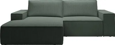 Produktbild von Kleines Ecksofa mit Schlaffunktion - Ecke links - Cord - Tannengrün - AMELIA