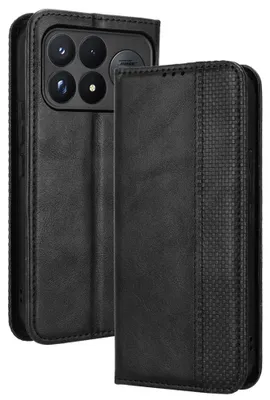 Produktbild von Coverup Vintage Style Klapphülle - Xiaomi Poco F9 Ultra Hülle - Schwarz
