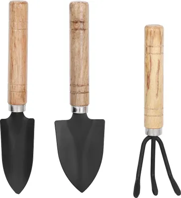 Produktbild von 3-teiliges Mini-Gartengeräte-Set Spaten, Krallenrechen, Schaufel, Blumenpflanzwerkzeuge