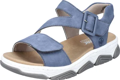 Produktbild von Rieker Damen Sandale sportlich Plateau Schnalle Klettverschluss 69071, Größe:38 EU, Farbe:Blau