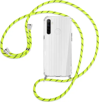 Produktbild von Handykette Backcover-Schutzhülle mit Band (Metall silberfarben) für Realme 6i - neongelb