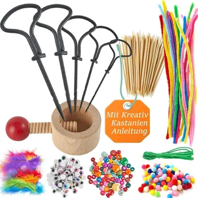 Produktbild von Kastanienbohrer Set mit Zubehör 326-teilig für Kinder 1,5-5 mm Handbohrer Herbstbasteln