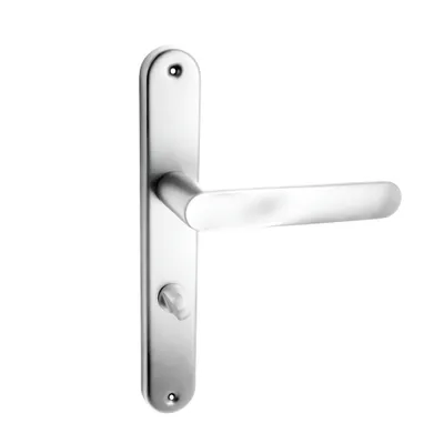 Produktbild von Domino Türgriff OVAL M6 78 Drückergarnitur WC für Badezimmer, Links & Rechts, L-Form, Aluminium glänzendes Chrom Türdrückergarnitur
