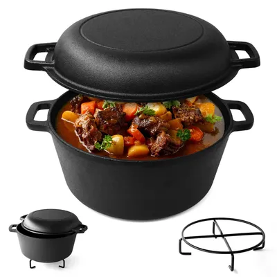Gusseisen-Topf 4,7 L mit Deckel 1,75 L – 2-in-1 Dutch Oven