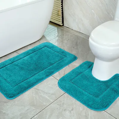 Image de Ensemble de 2 tapis de bain, en microfibre, antidérapants et absorbants