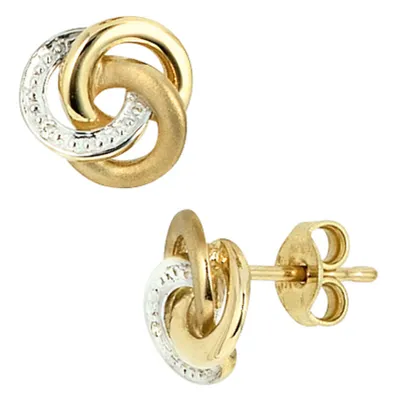 Produktbild von Ohrstecker Stecker mit 2 Diamanten Brillanten 585 Gold teilrhodiniert Damen