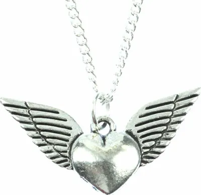 Produktbild von Herz mit Flügel n Kette Halskette Miniblings 45cm Flügel Valentinstag versilbert
