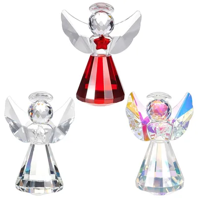 3 Kristall-Engelfiguren, 8,35 cm, klar, Schutzengel-Deko