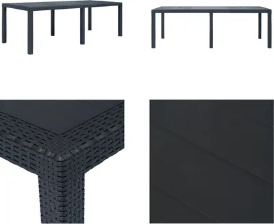 Produktbild von vidaXL Gartentisch Anthrazit 220 x 90 x 72 cm Kunststoff Rattan Optik - Gartentisch - Gartentische - Outdoor Tisch - Outdoor Tische
