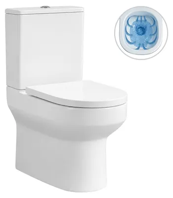 Productafbeelding van Toiletcombinatie Vereto, randloos - zonder rand rondom de spoelopening + toiletzitting van kunststof - wit, glanzend - 80,5 x 37,5 cm