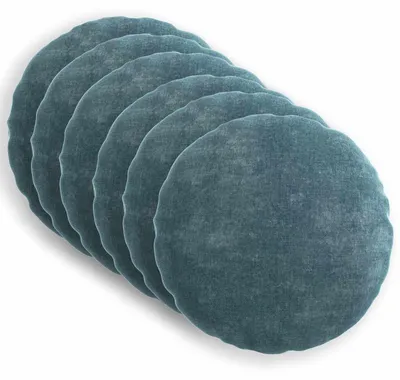 Image de vidaXL, housses de coussin, 6 pièces, HEERLEN, bleu, diamètre 40 cm, tissu en chenille