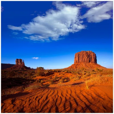 Produktbild von Wallario Wandbild aus Acryl, 50 x 50 cm, freischwebende Optik - Monument Valley am Abend I