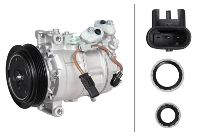 Image de Compresseur de climatisation 12 V, Ø 115 mm, HELLA, pour notamment la Mercedes-Benz Classe A