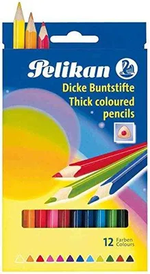 Produktbild von Pelikan Buntstifte dreieckige dicke Holzstifte Packung mit 12 Farben