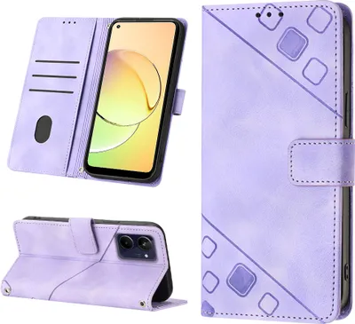 Produktbild von Hülle für Realme 10 5G Prägung Flip Leder Brieftasche Schutzhülle mit Ständer Lila