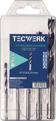 Produktbild von Holzspiralbohrer-Satz 3, 4, 5, 6, 7, 8, 9,10 mm 8 teilig CV-Stahl