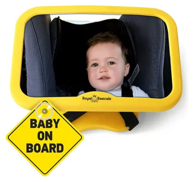 Image de Miroir pour bébé, miroir de siège auto pour la banquette arrière, jaune, pour sièges auto pour enfants