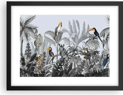 Produktbild von Gerahmtes Poster - Schwarzer Rahmen - Dschungel Tiere Tukane - 40x30 cm - Wand Bild - Wanddeko - Wandbilder - Kunstposter - Wandposter - Bilderrahmen - Bilder - Kunstdruck - P2BAA40x30-4662