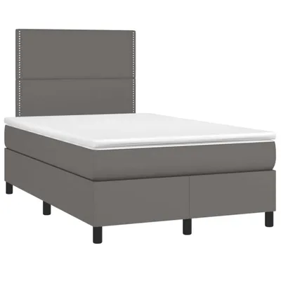 Image de vidaXL Lit boxspring avec matelas Gris 120x190 cm Similicuir
